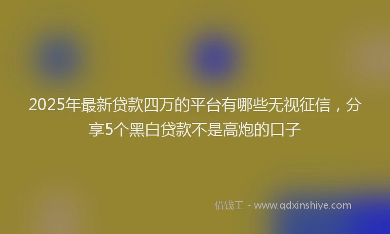 2025年最新贷款四万的平台有哪些无视征信，分享5个黑白贷款不是高炮的口子