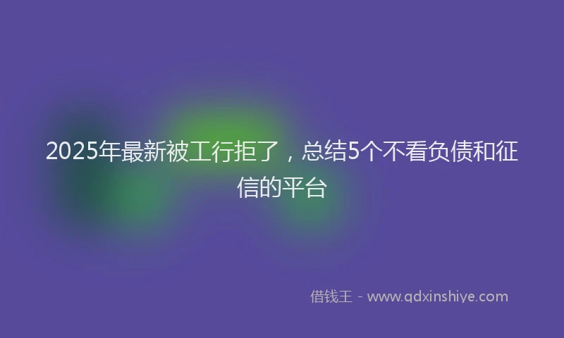 2025年最新被工行拒了，总结5个不看负债和征信的平台
