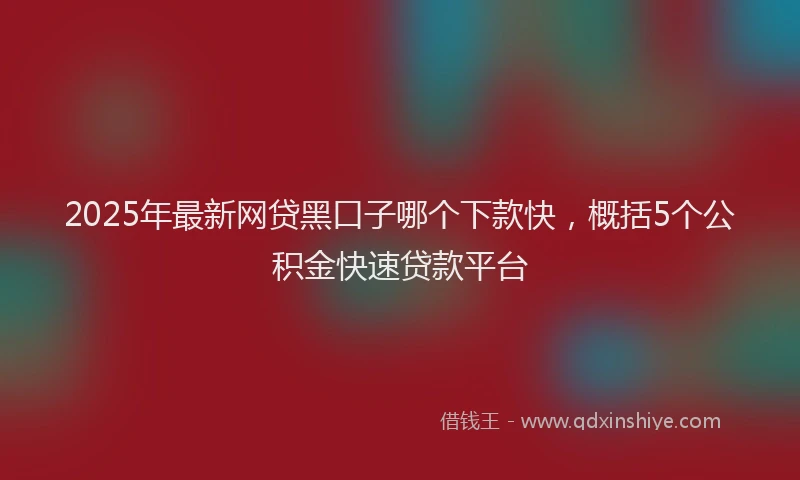 2025年最新网贷黑口子哪个下款快，概括5个公积金快速贷款平台
