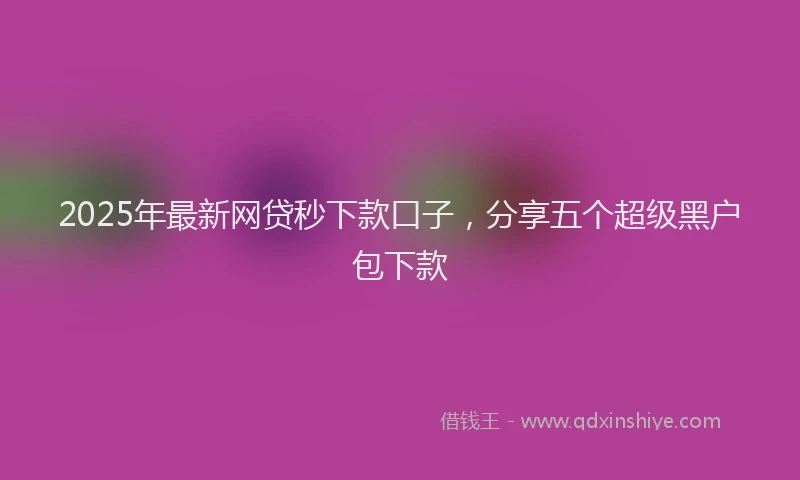 2025年最新网贷秒下款口子，分享五个超级黑户包下款