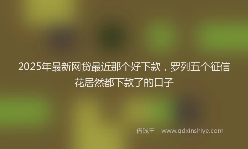 2025年最新网贷最近那个好下款，罗列五个征信花居然都下款了的口子