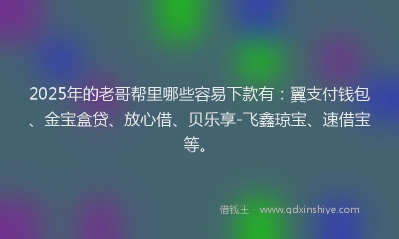 2025年的老哥帮里哪些容易下款有：翼支付钱包、金宝盒贷、放心借、贝乐享-飞鑫琼宝、速借宝等。