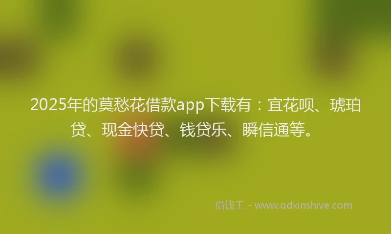 2025年的莫愁花借款app下载有：宜花呗、琥珀贷、现金快贷、钱贷乐、瞬信通等。