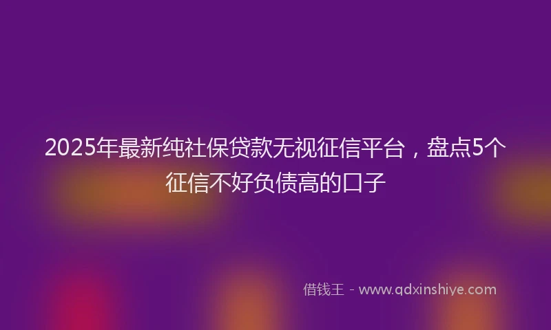 2025年最新纯社保贷款无视征信平台，盘点5个征信不好负债高的口子