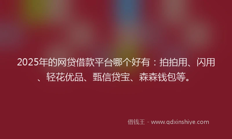 2025年的网贷借款平台哪个好有：拍拍用、闪用、轻花优品、甄信贷宝、森森钱包等。