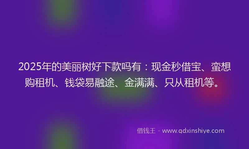 2025年的美丽树好下款吗有：现金秒借宝、蛮想购租机、钱袋易融途、金满满、只从租机等。