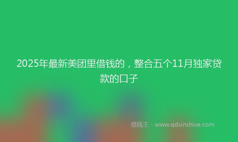 2025年最新美团里借钱的，整合五个11月独家贷款的口子