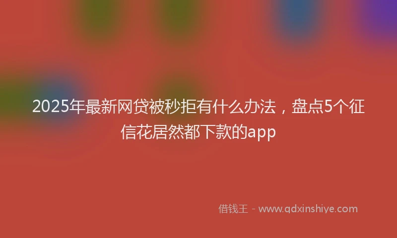 2025年最新网贷被秒拒有什么办法，盘点5个征信花居然都下款的app