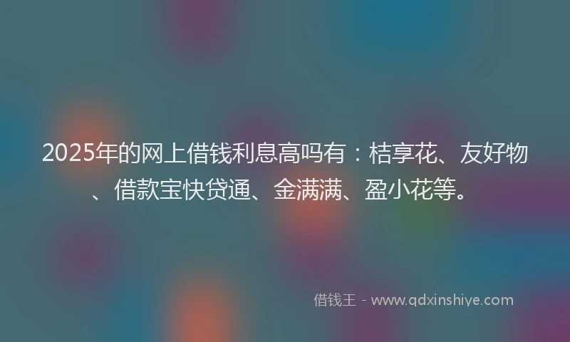 2025年的网上借钱利息高吗有：桔享花、友好物、借款宝快贷通、金满满、盈小花等。