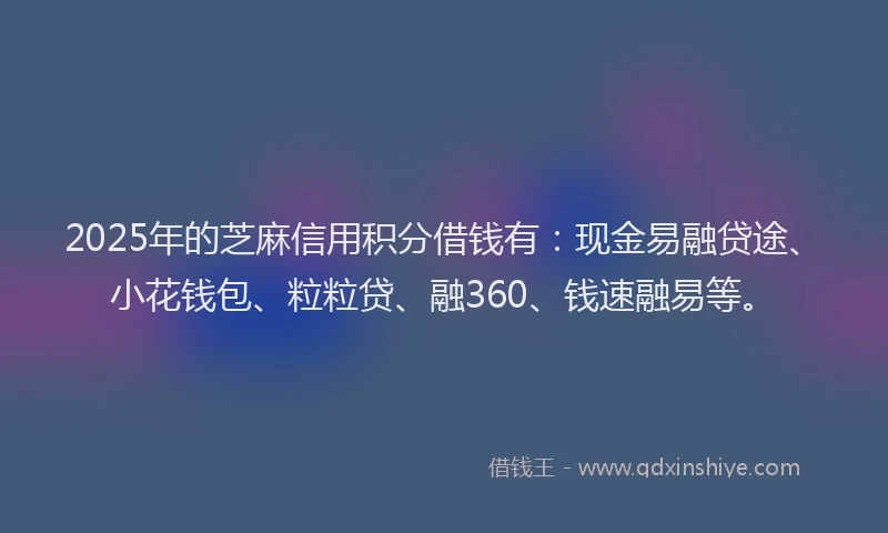2025年的芝麻信用积分借钱有：现金易融贷途、小花钱包、粒粒贷、融360、钱速融易等。