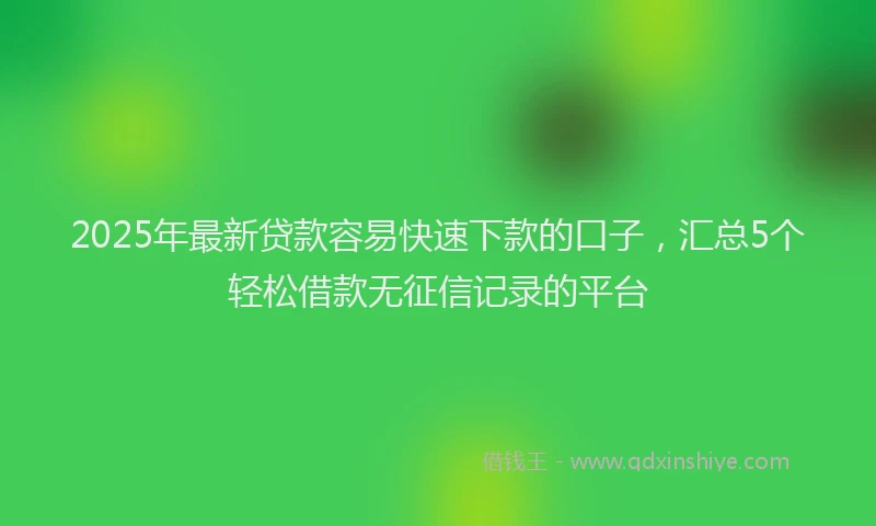 2025年最新贷款容易快速下款的口子，汇总5个轻松借款无征信记录的平台
