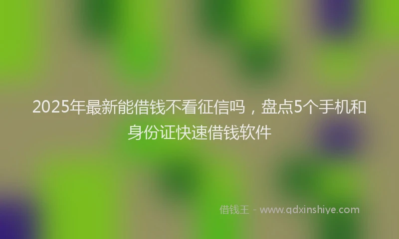 2025年最新能借钱不看征信吗，盘点5个手机和身份证快速借钱软件