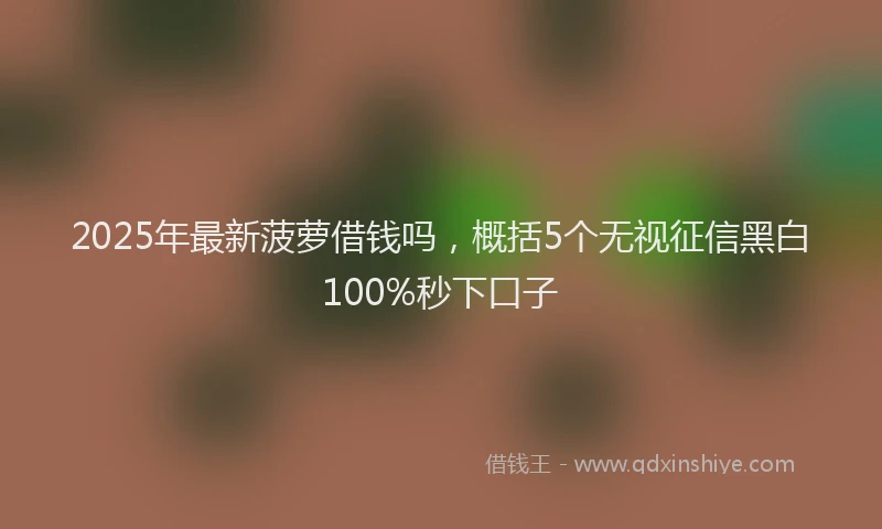 2025年最新菠萝借钱吗，概括5个无视征信黑白100%秒下口子