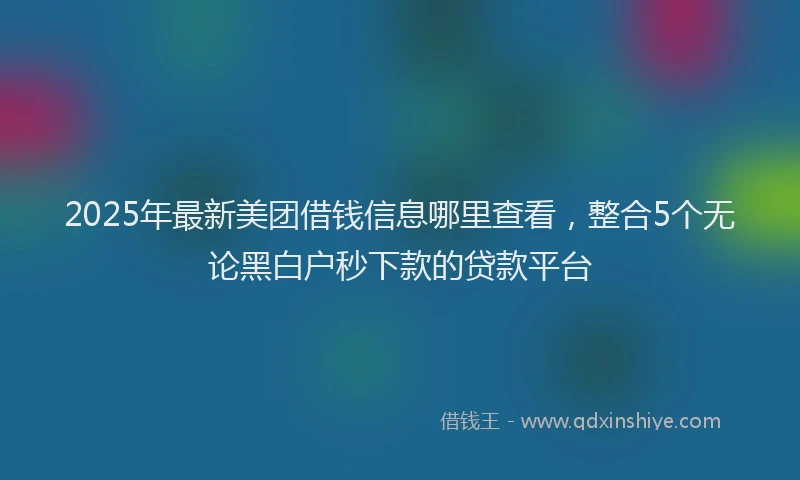 2025年最新美团借钱信息哪里查看，整合5个无论黑白户秒下款的贷款平台