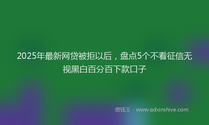 2025年最新网贷被拒以后，盘点5个不看征信无视黑白百分百下款口子