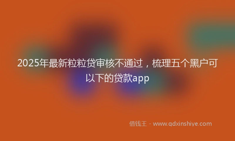 2025年最新粒粒贷审核不通过，梳理五个黑户可以下的贷款app