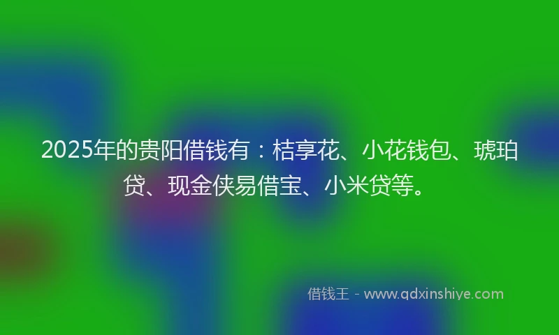2025年的贵阳借钱有：桔享花、小花钱包、琥珀贷、现金侠易借宝、小米贷等。