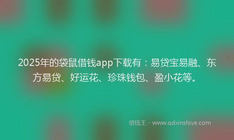 2025年的袋鼠借钱app下载有：易贷宝易融、东方易贷、好运花、珍珠钱包、盈小花等。
