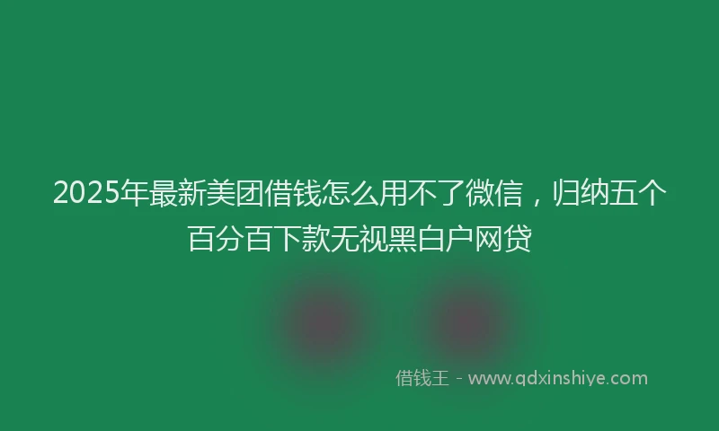 2025年最新美团借钱怎么用不了微信，归纳五个百分百下款无视黑白户网贷