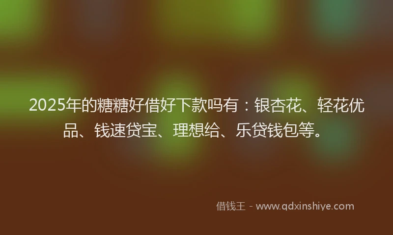 2025年的糖糖好借好下款吗有：银杏花、轻花优品、钱速贷宝、理想给、乐贷钱包等。
