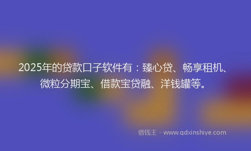 2025年的贷款口子软件有：臻心贷、畅享租机、微粒分期宝、借款宝贷融、洋钱罐等。