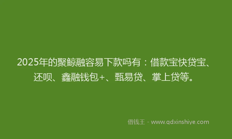 2025年的聚鲸融容易下款吗有：借款宝快贷宝、还呗、鑫融钱包+、甄易贷、掌上贷等。