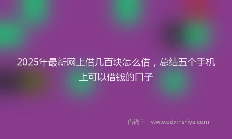 2025年最新网上借几百块怎么借，总结五个手机上可以借钱的口子