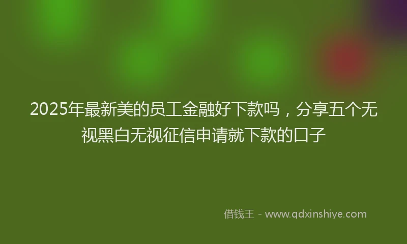 2025年最新美的员工金融好下款吗，分享五个无视黑白无视征信申请就下款的口子