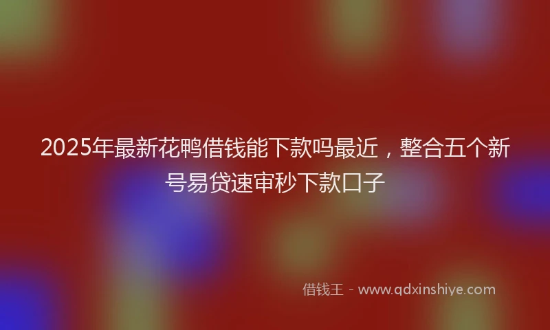 2025年最新花鸭借钱能下款吗最近，整合五个新号易贷速审秒下款口子