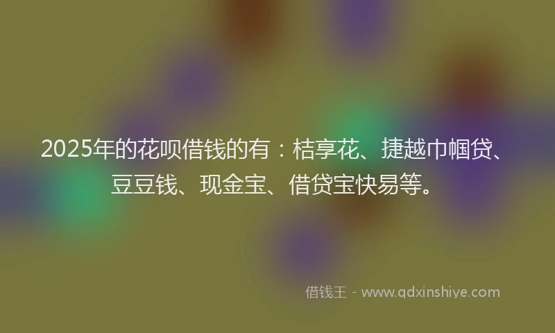 2025年的花呗借钱的有：桔享花、捷越巾帼贷、豆豆钱、现金宝、借贷宝快易等。