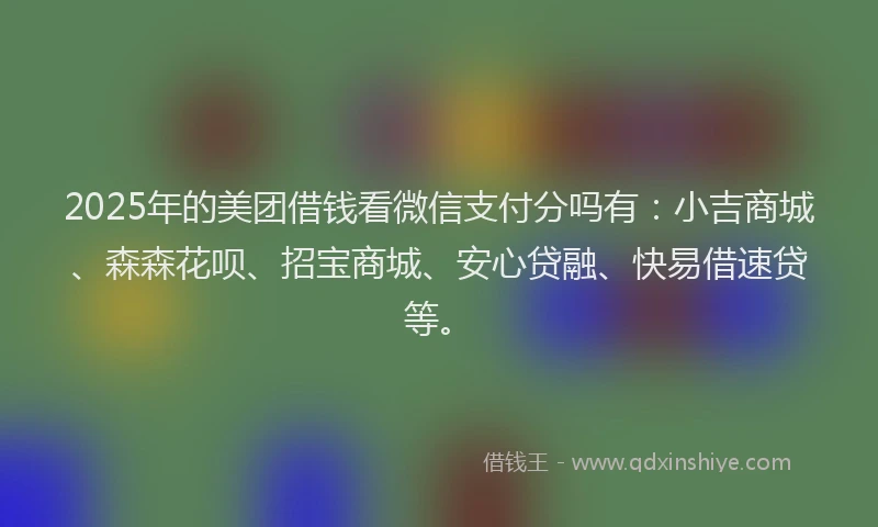 2025年的美团借钱看微信支付分吗有：小吉商城、森森花呗、招宝商城、安心贷融、快易借速贷等。