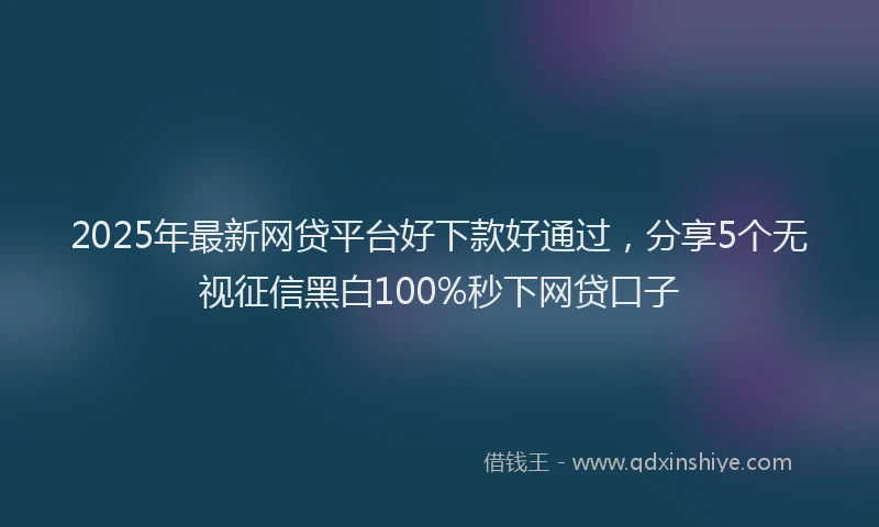 2025年最新网贷平台好下款好通过，分享5个无视征信黑白100%秒下网贷口子