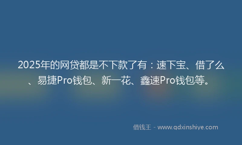 2025年的网贷都是不下款了有:速下宝、借了么、易捷Pro钱包、新一花、鑫速Pro钱包等。