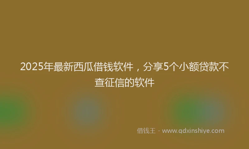 2025年最新西瓜借钱软件，分享5个小额贷款不查征信的软件