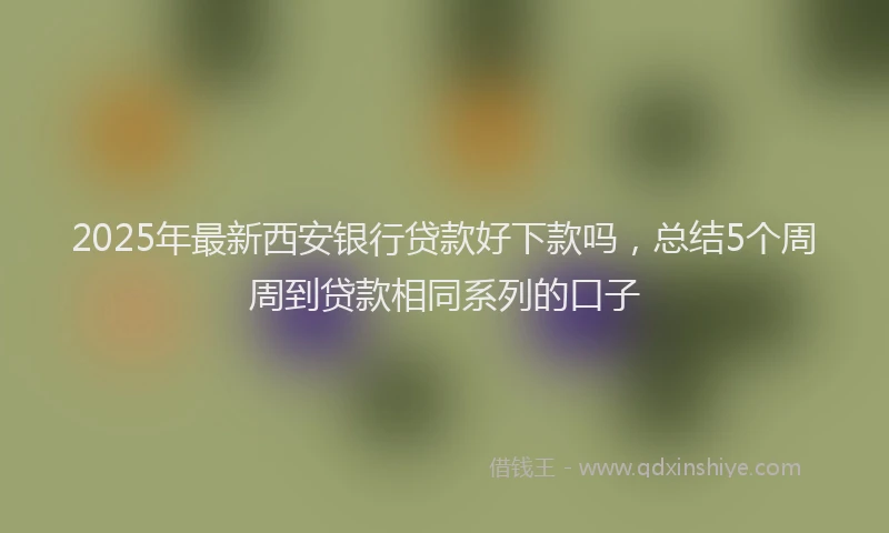 2025年最新西安银行贷款好下款吗，总结5个周周到贷款相同系列的口子