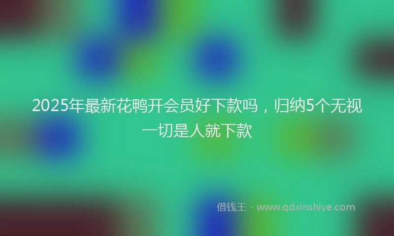 2025年最新花鸭开会员好下款吗，归纳5个无视一切是人就下款