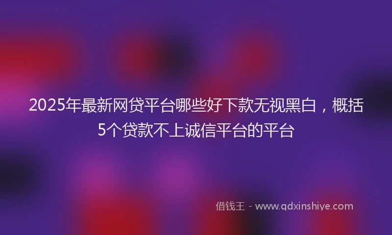 2025年最新网贷平台哪些好下款无视黑白，概括5个贷款不上诚信平台的平台
