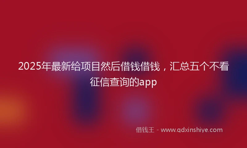 2025年最新给项目然后借钱借钱，汇总五个不看征信查询的app