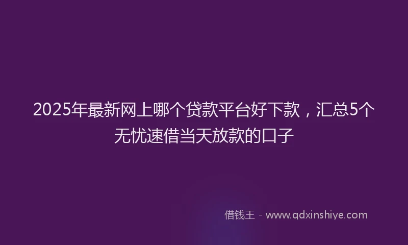 2025年最新网上哪个贷款平台好下款，汇总5个无忧速借当天放款的口子
