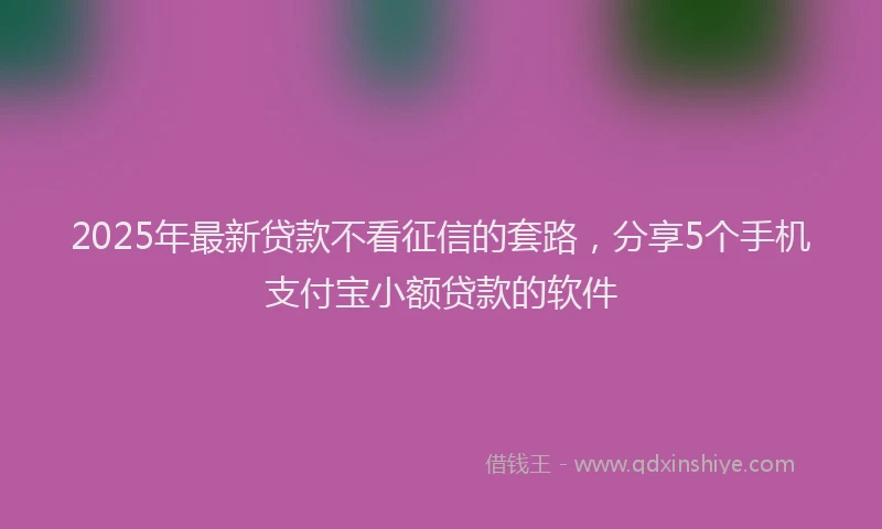 2025年最新贷款不看征信的套路，分享5个手机支付宝小额贷款的软件