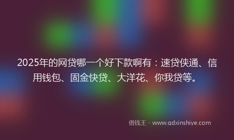 2025年的网贷哪一个好下款啊有：速贷侠通、信用钱包、固金快贷、大洋花、你我贷等。