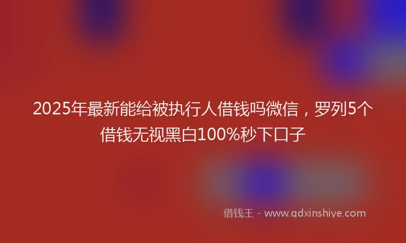 2025年最新能给被执行人借钱吗微信，罗列5个借钱无视黑白100%秒下口子