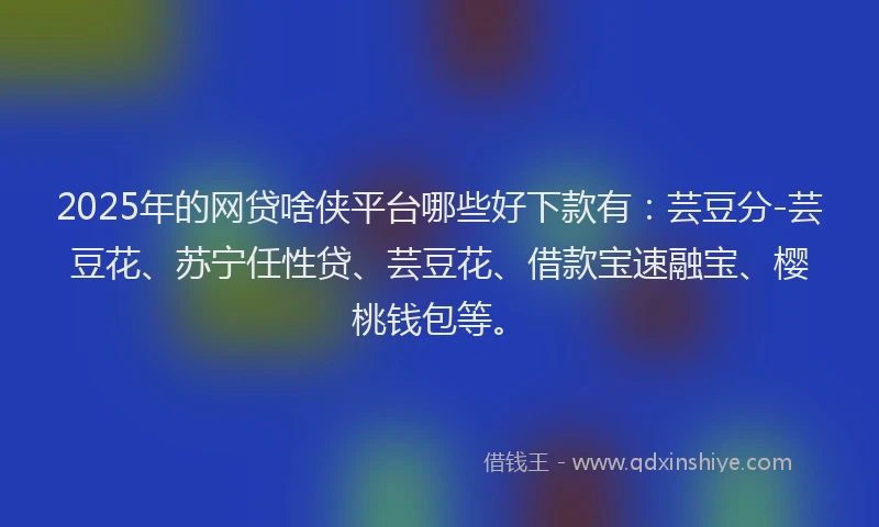 2025年的网贷啥侠平台哪些好下款有：芸豆分-芸豆花、苏宁任性贷、芸豆花、借款宝速融宝、樱桃钱包等。