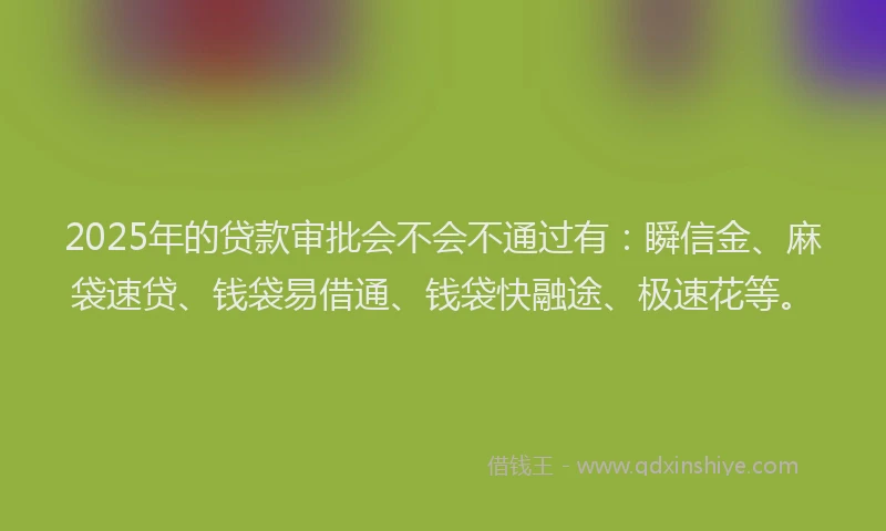 2025年的贷款审批会不会不通过有:瞬信金、麻袋速贷、钱袋易借通、钱袋快融途、极速花等。