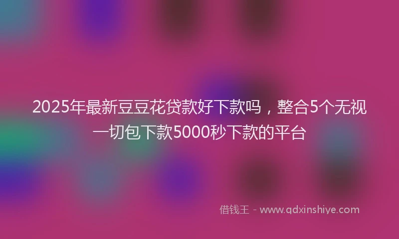 2025年最新豆豆花贷款好下款吗，整合5个无视一切包下款5000秒下款的平台