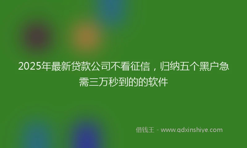 2025年最新贷款公司不看征信，归纳五个黑户急需三万秒到的的软件