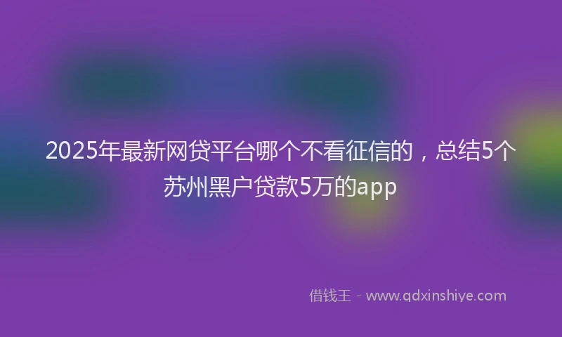 2025年最新网贷平台哪个不看征信的，总结5个苏州黑户贷款5万的app