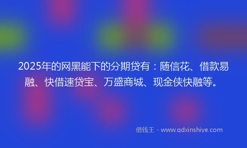 2025年的网黑能下的分期贷有：随信花、借款易融、快借速贷宝、万盛商城、现金侠快融等。