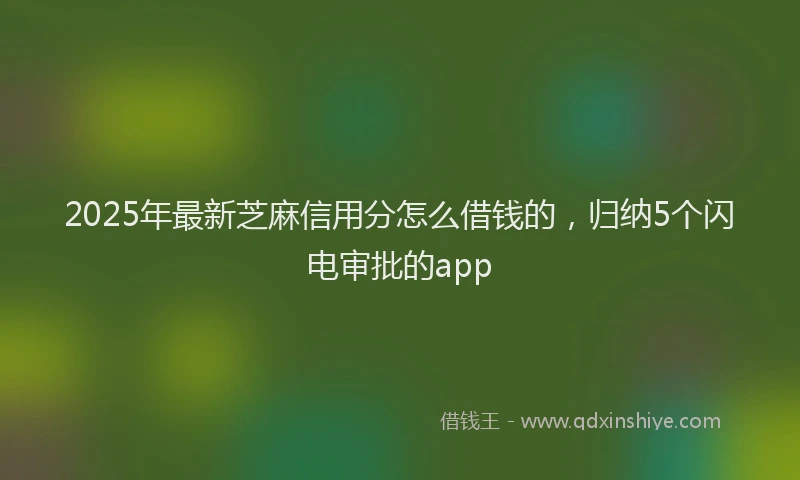2025年最新芝麻信用分怎么借钱的，归纳5个闪电审批的app
