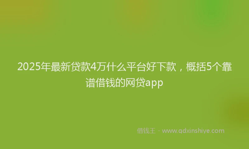 2025年最新贷款4万什么平台好下款,概括5个靠谱借钱的网贷app